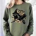  Season Of The Witch Raccoon Halloween Meme Bats Moon Spooky Midnight Graphic Sweatshirt