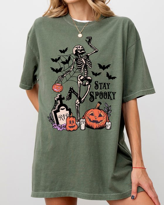 Stay Spooky Skeleton Dancing Halloween Jack-O-Lantern Edition Comfort Colors Tee