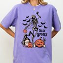 Small Violet Purple Stay Spooky Skeleton Dancing Halloween Jack-O-Lantern Edition Comfort Colors Tee