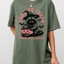 Small Moss Dark Green Trick Or Trash Feral Halloween Raccoon Trick Or Treat Witch Meme Edition Collection Comfort Colors Tee