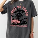 Medium Pepper Dark Gray Trick Or Trash Feral Halloween Raccoon Trick Or Treat Witch Meme Edition Collection Comfort Colors Tee