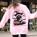 XXXL Light Pink Trick Or Trash Feral Halloween Raccoon Trick Or Treat Meme Witch Costume Sweatshirt