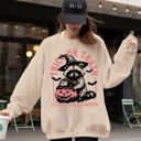XXXL Sand Trick Or Trash Feral Halloween Raccoon Trick Or Treat Meme Witch Costume Sweatshirt