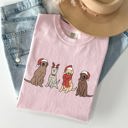 XXL Blossom Light Pink Adorable Christmas Dogs, Reindeer, Santa, Retro Xmas Holiday Scene Comfort Colors Tee