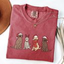 XXXL Crimson Red Adorable Christmas Dogs, Reindeer, Santa, Retro Xmas Holiday Scene Comfort Colors Tee