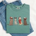 XXL Light Green Adorable Christmas Dogs, Reindeer, Santa, Retro Xmas Holiday Scene Comfort Colors Tee