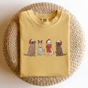XL Mustard Adorable Christmas Dogs, Reindeer, Santa, Retro Xmas Holiday Scene Comfort Colors Tee
