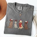 Medium Pepper Dark Gray Adorable Christmas Dogs, Reindeer, Santa, Retro Xmas Holiday Scene Comfort Colors Tee