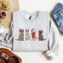 Medium Ash Light Gray Adorable Christmas Dogs, Reindeer, Santa, Retro Xmas Festive Holiday Vibes Sweatshirt