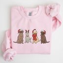 Medium Light Pink Adorable Christmas Dogs, Reindeer, Santa, Retro Xmas Festive Holiday Vibes Sweatshirt