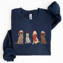 XXL Navy Adorable Christmas Dogs, Reindeer, Santa, Retro Xmas Festive Holiday Vibes Sweatshirt