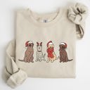Small Sand Adorable Christmas Dogs, Reindeer, Santa, Retro Xmas Festive Holiday Vibes Sweatshirt