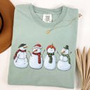 Medium Bay Light Sage Adorable Snowman Christmas Santa Xmas Winter Wonderland Edition Comfort Colors Tee