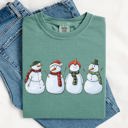 Medium Light Green Adorable Snowman Christmas Santa Xmas Winter Wonderland Edition Comfort Colors Tee