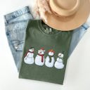 Medium Moss Dark Green Adorable Snowman Christmas Santa Xmas Winter Wonderland Edition Comfort Colors Tee