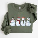 XXL Military Green Adorable Snowman Christmas Winter Santa Xmas Holiday Cheer Cozy Seasonal Sweatshirt