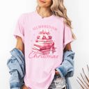 Small Blossom Light Pink All Booked For Christmas Coquette Reading Teacher Winter Santa Xmas Comfort Colors Tee