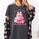 Medium Pepper Dark Gray All Booked For Christmas Coquette Reading Teacher Winter Santa Xmas Comfort Colors Tee
