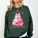 Medium Forest Green All Booked For Christmas Coquette Reading Teacher Winter Santa Xmas Holiday Sweatshirt