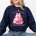 XXL Navy All Booked For Christmas Coquette Reading Teacher Winter Santa Xmas Holiday Sweatshirt