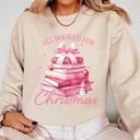Large Sand All Booked For Christmas Coquette Reading Teacher Winter Santa Xmas Holiday Sweatshirt