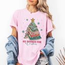 XXL Blossom Light Pink All Booked For Christmas Reading Teacher Winter Santa Xmas Holiday Edition Comfort Colors Tee