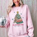 Large Light Pink All Booked For Christmas Reading Teacher Winter Santa Xmas Festive Cozy Sweatshirt