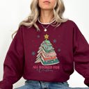 XXL Maroon All Booked For Christmas Reading Teacher Winter Santa Xmas Festive Cozy Sweatshirt