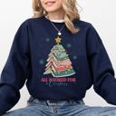 XL Navy All Booked For Christmas Reading Teacher Winter Santa Xmas Festive Cozy Sweatshirt