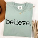 Large Bay Light Sage Believe Christmas Minimalist Holiday Santa Xmas Snow Winter Cozy Comfort Colors Tee