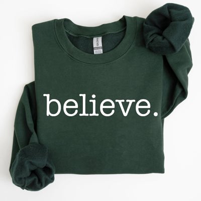 Believe Classic Minimalist Christmas Winter Snow Santa Xmas Cozy Festive Holidays Sweatshirt