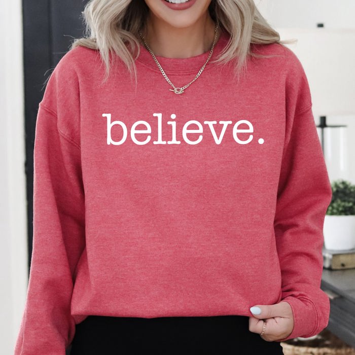 Believe Classic Minimalist Christmas Winter Snow Santa Xmas Cozy Festive Holidays Sweatshirt