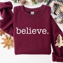 XXXL Maroon Believe Classic Minimalist Christmas Winter Snow Santa Xmas Cozy Festive Holidays Sweatshirt