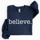 Small Navy Believe Classic Minimalist Christmas Winter Snow Santa Xmas Cozy Festive Holidays Sweatshirt