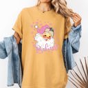 Large Mustard Believe Santa Snowflakes Christmas Winter Holiday Joy And Peace Cozy Vintage Inspired Comfort Colors Tee