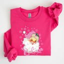 Small Heliconia Bright Pink Believe Pink Santa Snowflakes Christmas Winter Snow Xmas Graphic Sweatshirt Cozy Holiday Style