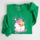 Small Irish Bright Green Believe Pink Santa Snowflakes Christmas Winter Snow Xmas Graphic Sweatshirt Cozy Holiday Style