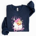 XXXL Navy Believe Pink Santa Snowflakes Christmas Winter Snow Xmas Graphic Sweatshirt Cozy Holiday Style