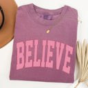 XXXL Berry Red Believe Varsity Collegiate Christmas Santa Winter Xmas Classic Comfort Colors Tee