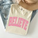 XL Ivory Cream Believe Varsity Collegiate Christmas Santa Winter Xmas Classic Comfort Colors Tee