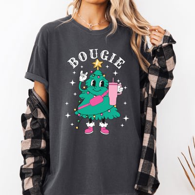 Bougie Christmas Tree Santa Winter Snow Xmas Holiday Ornament Illustration Comfort Colors Tee