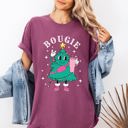 Medium Berry Red Bougie Christmas Tree Santa Winter Snow Xmas Holiday Ornament Illustration Comfort Colors Tee