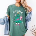 Medium Light Green Bougie Christmas Tree Santa Winter Snow Xmas Holiday Ornament Illustration Comfort Colors Tee