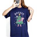XXXL Navy Bougie Christmas Tree Santa Winter Snow Xmas Holiday Ornament Illustration Comfort Colors Tee