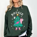 Large Forest Green Bougie Christmas Tree Santa Winter Snow Xmas Cozy Festive Holiday Graphic Sweatshirt