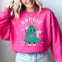 Medium Heliconia Bright Pink Bougie Christmas Tree Santa Winter Snow Xmas Cozy Festive Holiday Graphic Sweatshirt