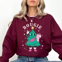 XXXL Maroon Bougie Christmas Tree Santa Winter Snow Xmas Cozy Festive Holiday Graphic Sweatshirt