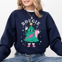 Small Navy Bougie Christmas Tree Santa Winter Snow Xmas Cozy Festive Holiday Graphic Sweatshirt