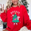 Medium Red Bougie Christmas Tree Santa Winter Snow Xmas Cozy Festive Holiday Graphic Sweatshirt