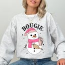 Large Ash Light Gray Bougie Snowman Christmas Santa Winter Snow Xmas Holiday Cheer Festive Cozy Classic Sweatshirt
